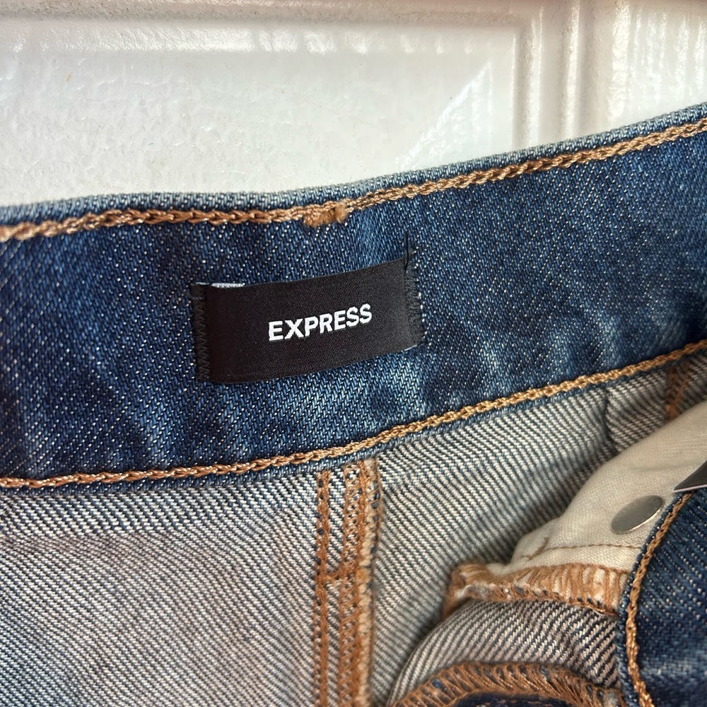 Express Denim Midi Skirt with Front Slit - Picture 7 of 7